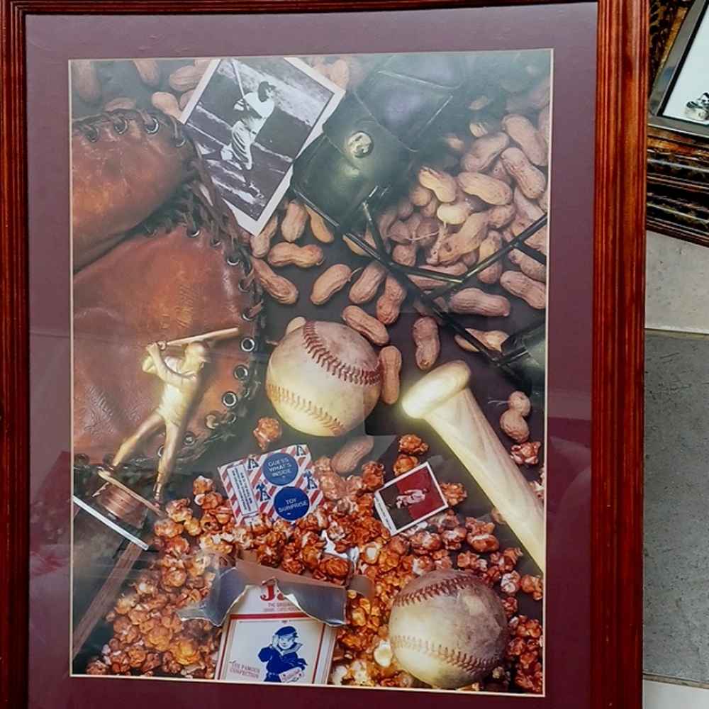 Baseball collage print matted & framed - Picture 3 of 4